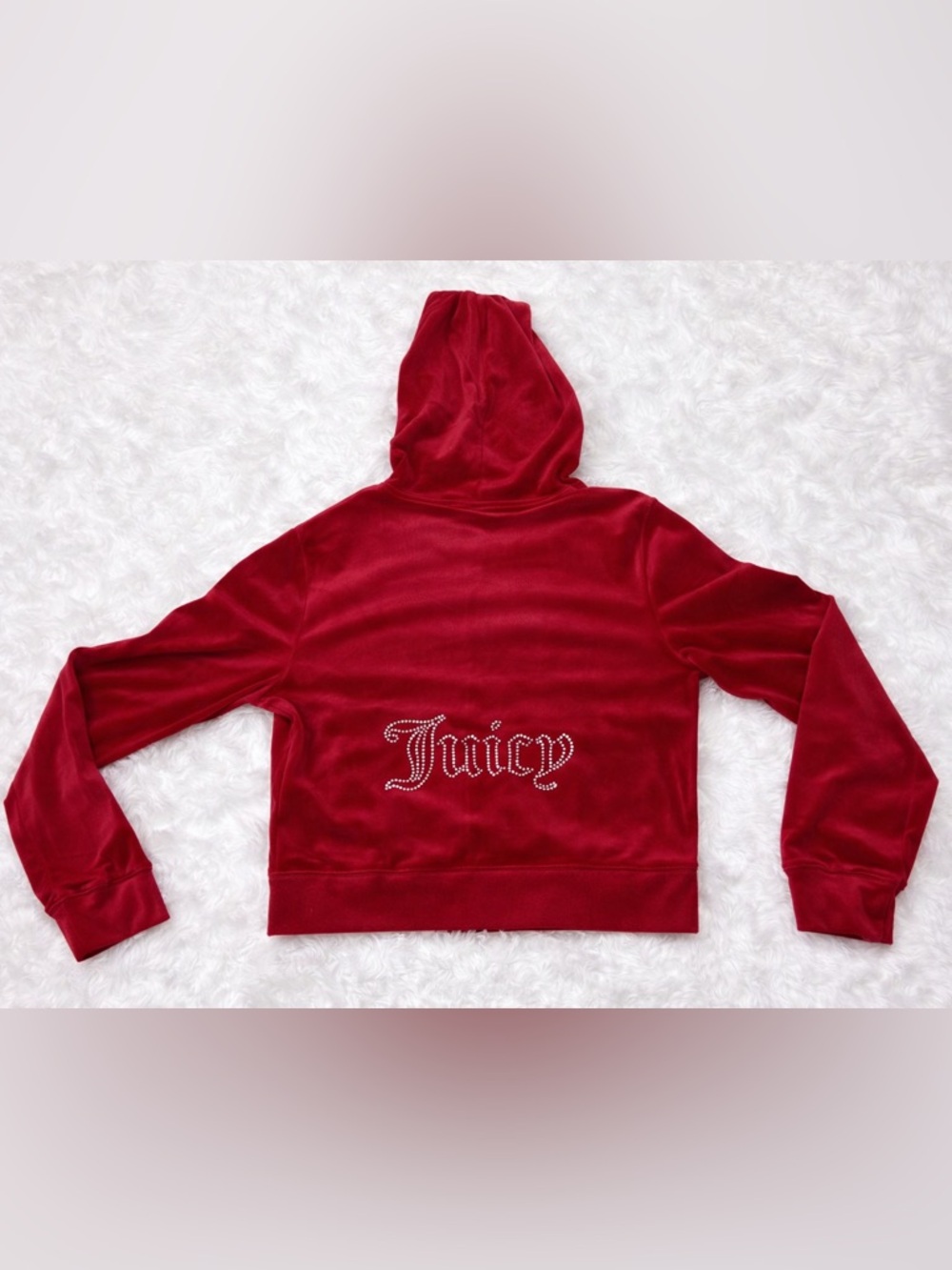 Juicy Couture Red Velour Zip Hoodie - Picture 4 of 10
